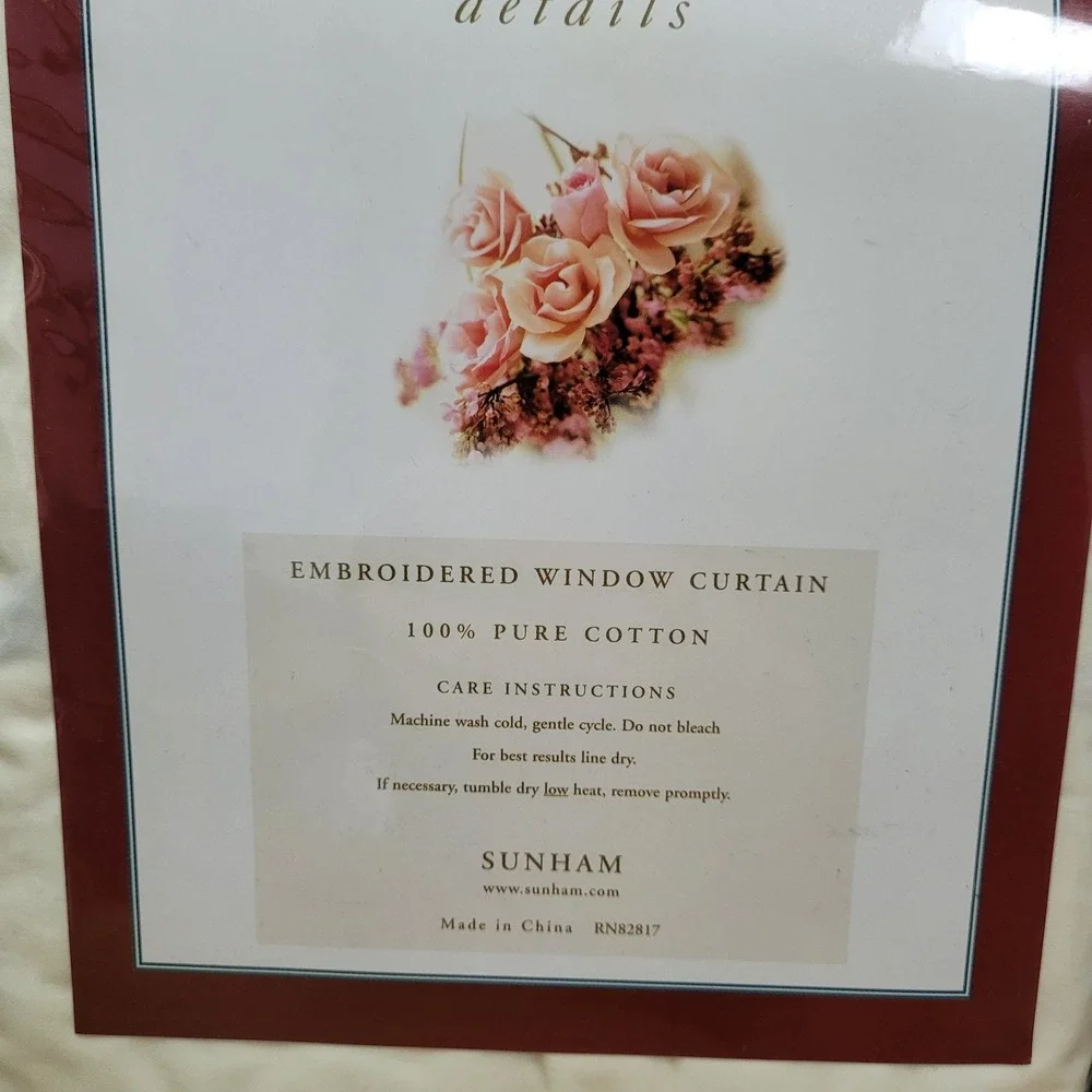 Sunham Veranda Details Embroidered Window Curtains Cotton‎ Floral New Vintage - Picture 4 of 5